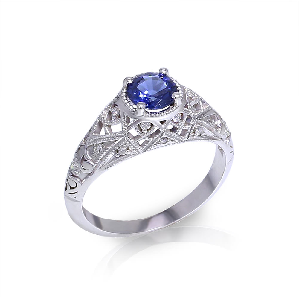 Filigree Sapphire Ring - Jewelry Designs