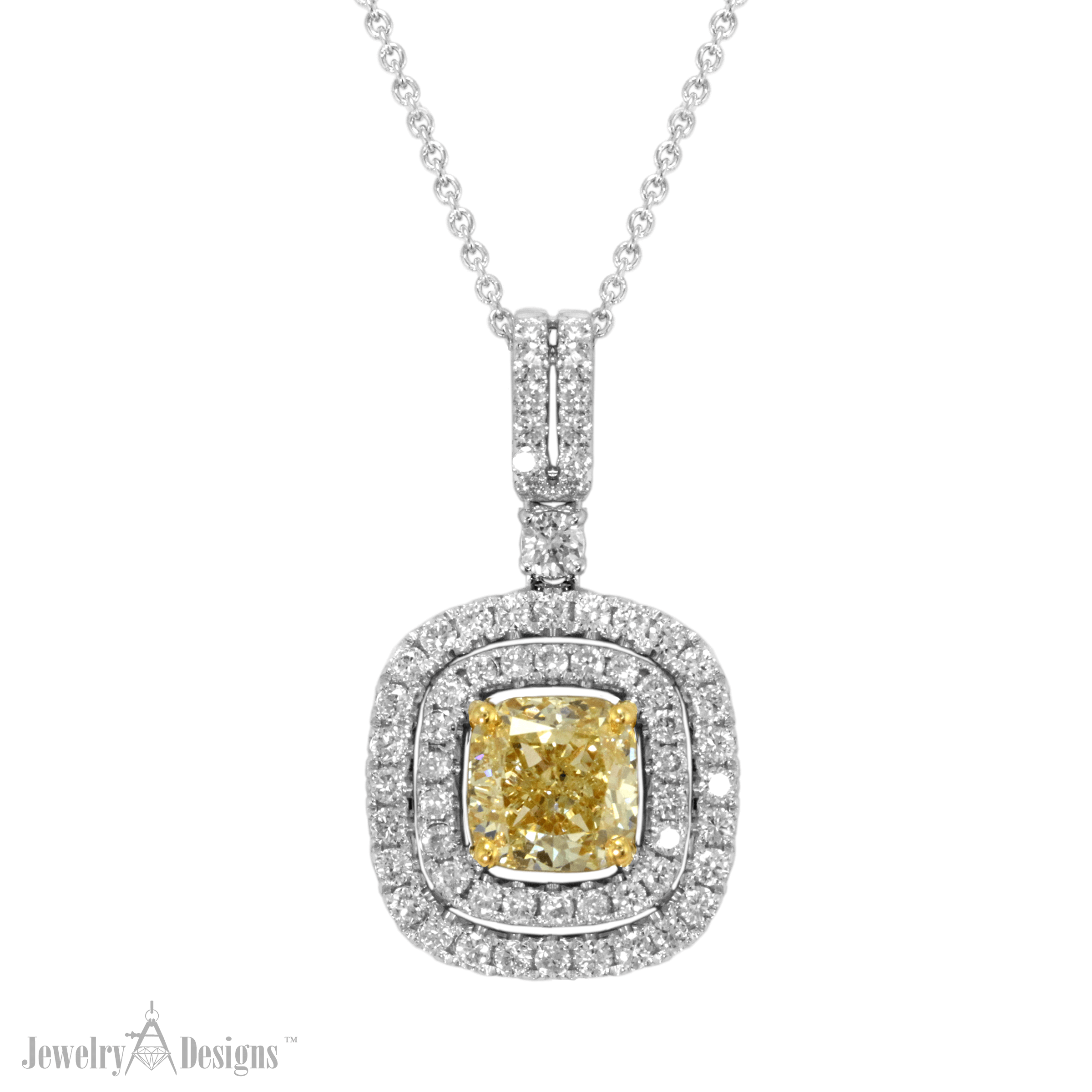 Cushion Cut Yellow Diamond Necklace - Jewelry Designs Blog