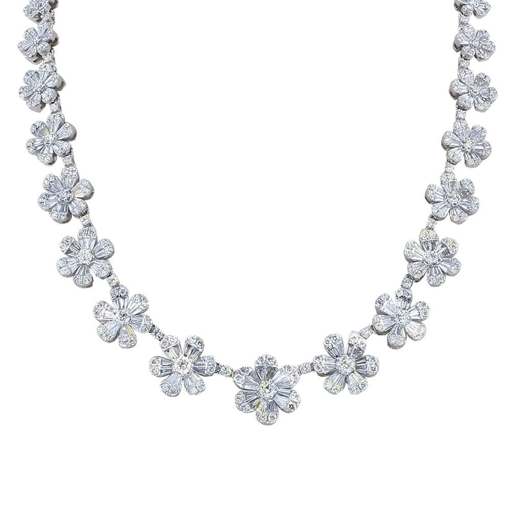 Women's Citrine Diamond Flower Necklace