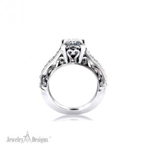 Scrolled Princess Diamond Ring