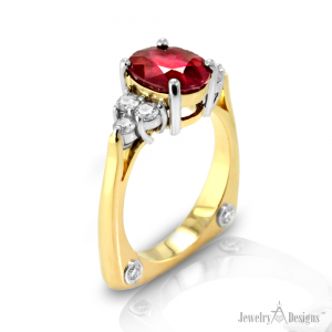 Oval Three Carat Ruby Ring-angle