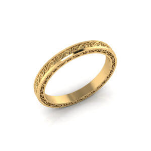 Etched Gold Wedding Band