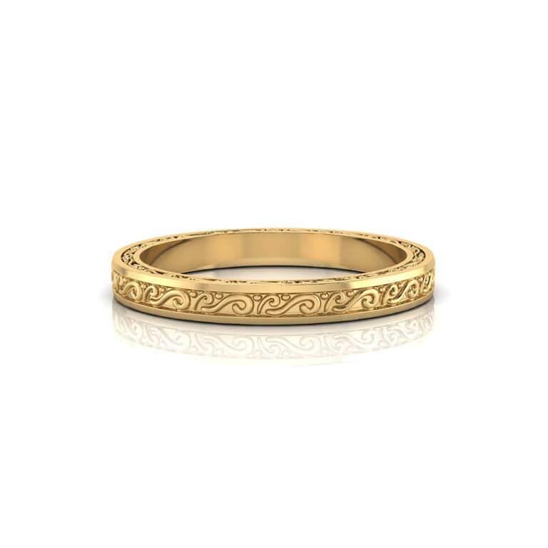 Etched Gold Wedding Band Jewelry Designs