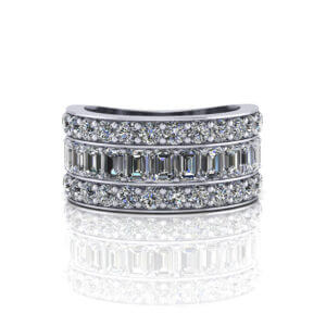 Wide Emerald-Cut Diamond Ring