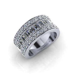 Wide Emerald-Cut Diamond Ring
