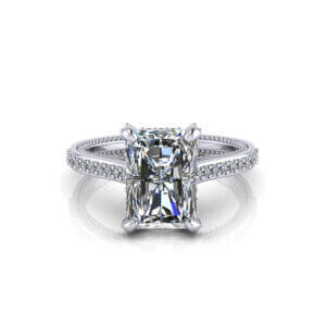 Hidden Halo Emerald Cut Engagement Ring