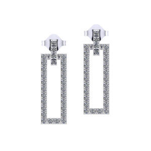 Rectangle Diamond Drop Earrings