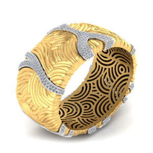 BD193-1-Wide Diamond Bangle Bracelet