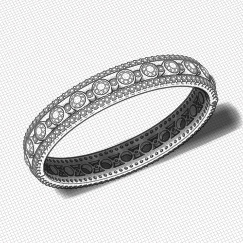 Bezel Diamond Bangle Bracelet