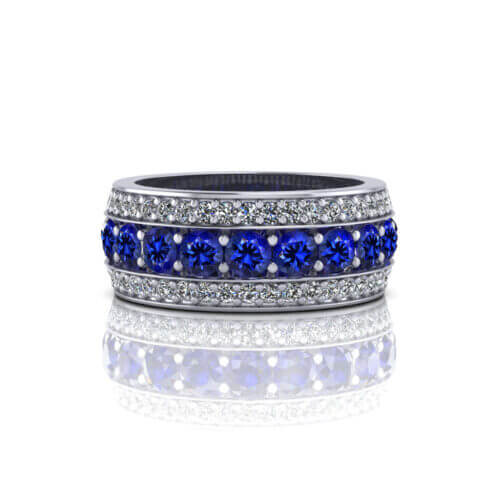Domed Sapphire Diamond Ring