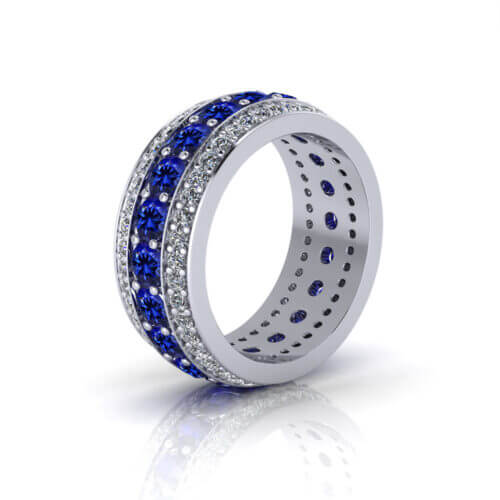 Domed Sapphire Diamond Ring