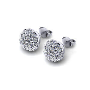 C148543-Domed Diamond Cluster Earrings