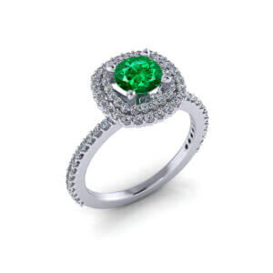 Emerald Double Halo Ring