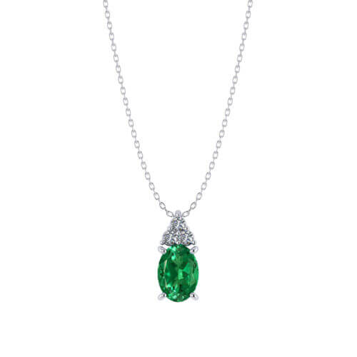 Oval Emerald Diamond Necklace