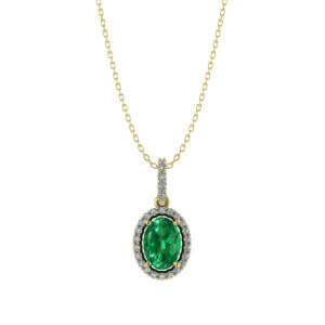 Halo Emerald Diamond Necklace