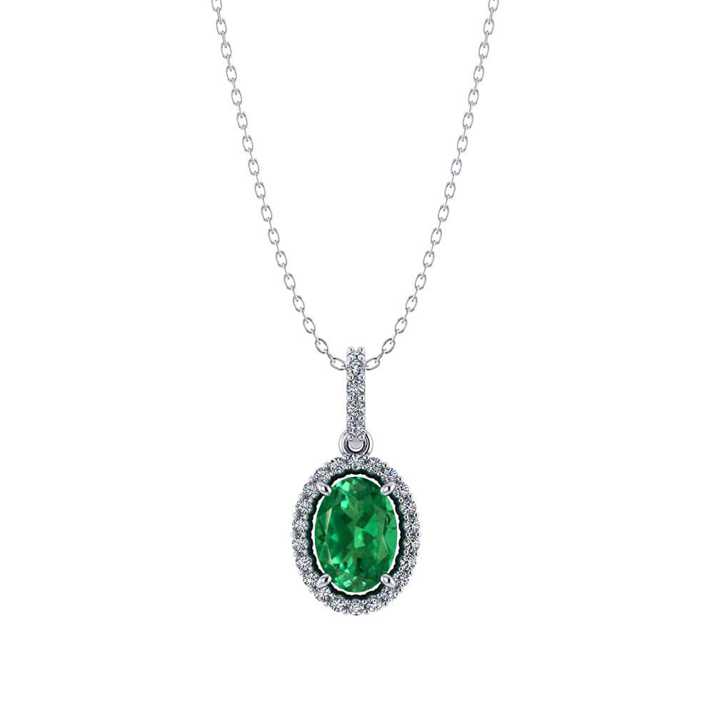 Halo Emerald Diamond Necklace - Jewelry Designs