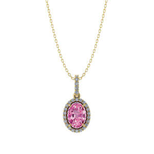 Halo Pink Sapphire Necklace