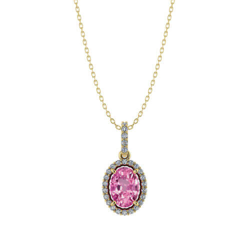 Halo Pink Sapphire Necklace