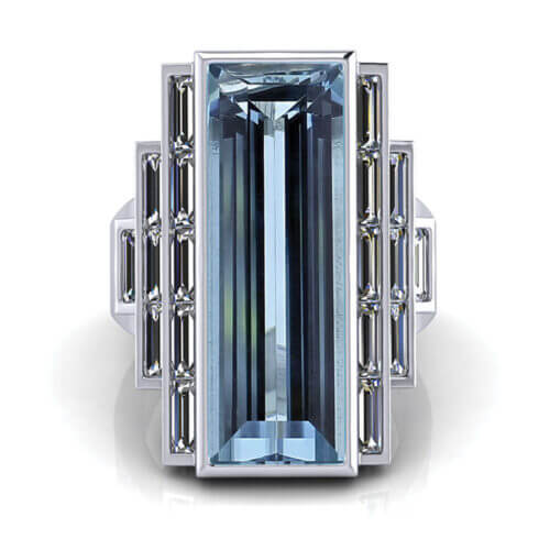 Emerald Cut Aquamarine Ring