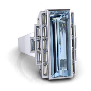 Emerald Cut Aquamarine Ring