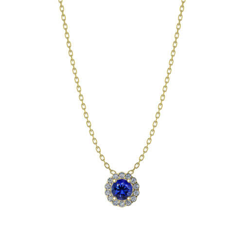 Halo Blue Sapphire Necklace