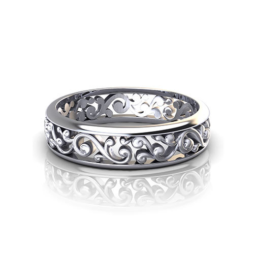 Scroll Pattern Wedding Ring - Jewelry Designs