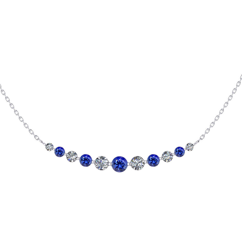 Sapphire Diamond Bar Necklace - Jewelry Designs