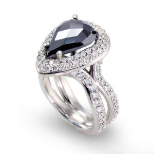 Pear Shape Black Diamond Ring
