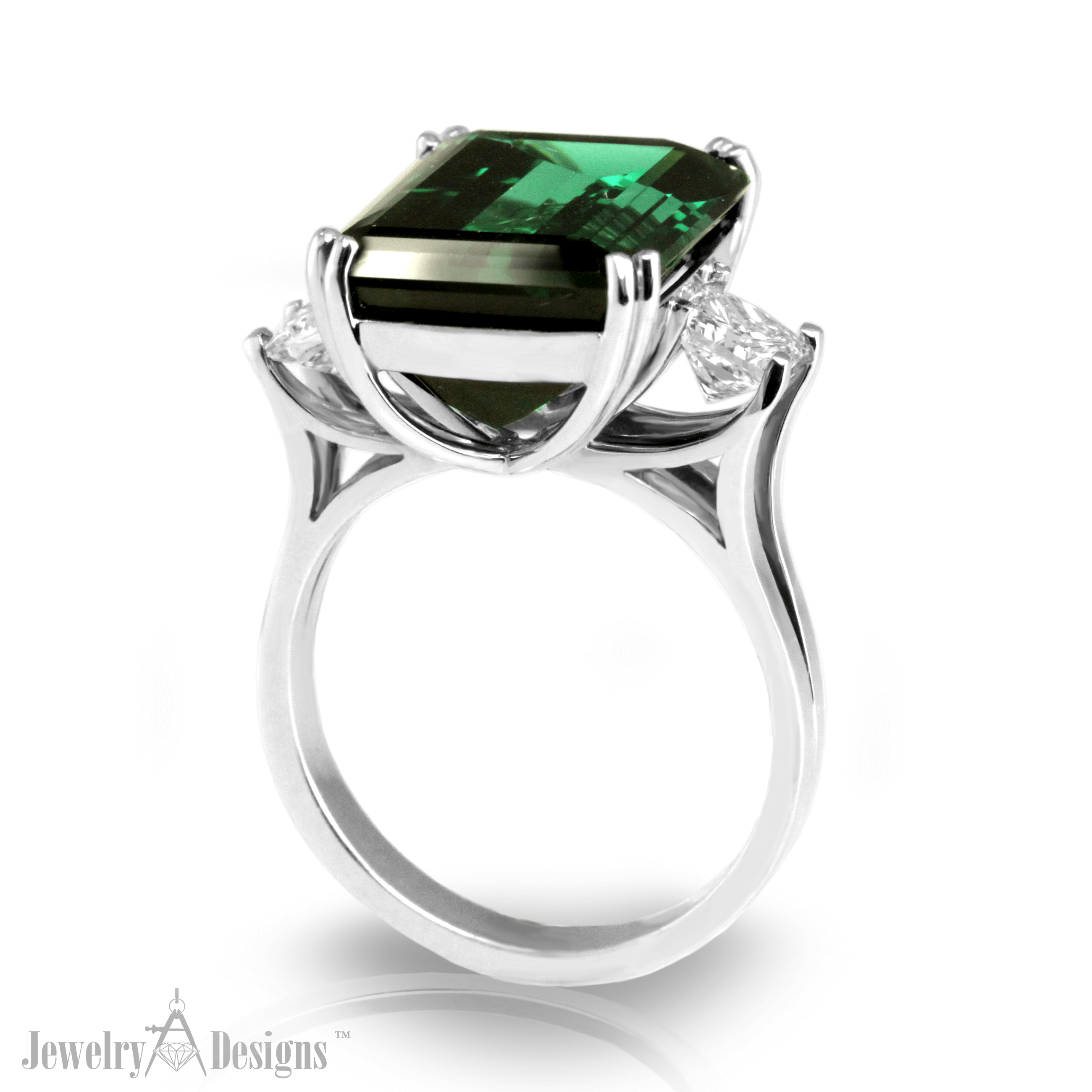 CC111-1-H Emerald Cut Green Tourmaline Ring