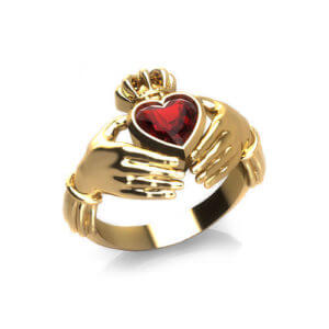 Garnet Claddagh Ring