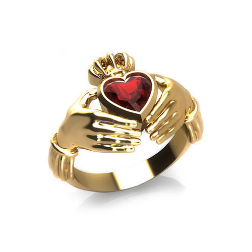 Garnet Claddagh Ring - Jewelry Designs