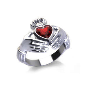Garnet Claddagh Ring