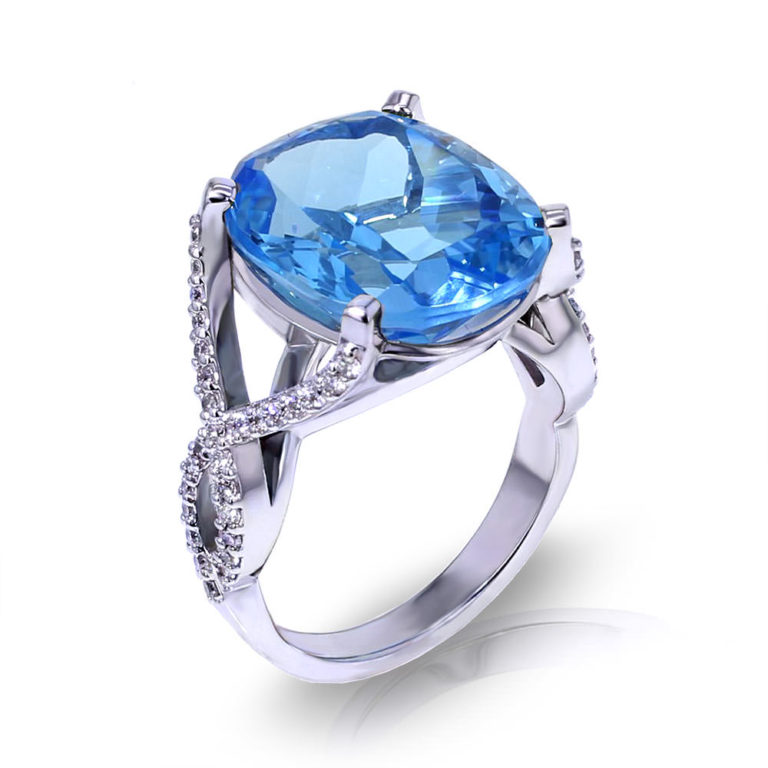 Large Blue Topaz Ring - Jewelry Designs