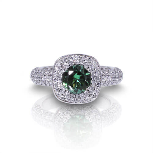 Green Tourmaline Diamond Ring-top