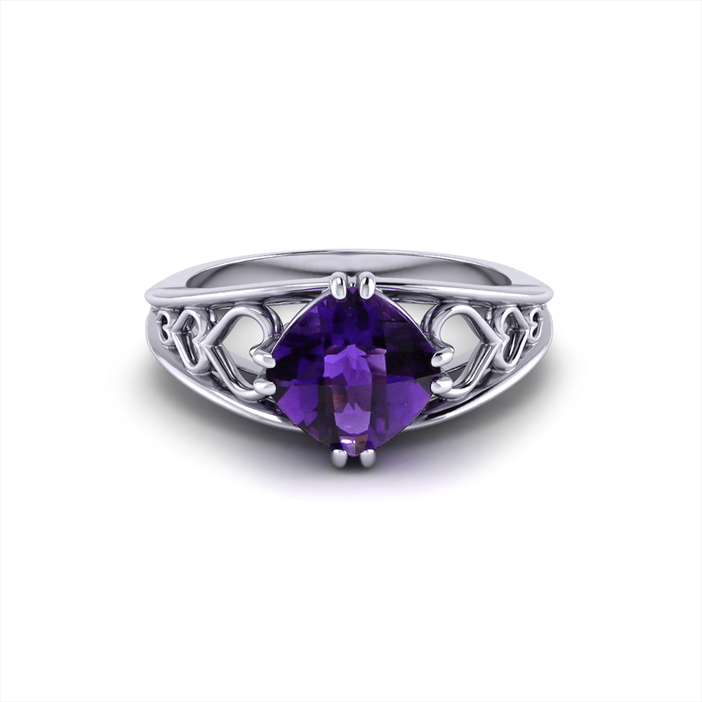 Amethyst Heart Ring - Jewelry Designs