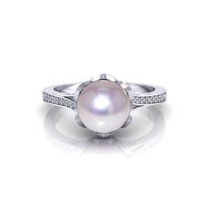 Diamond Cultured Pearl Ring
