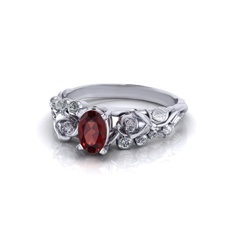 Garnet Rose Ring - Jewelry Designs