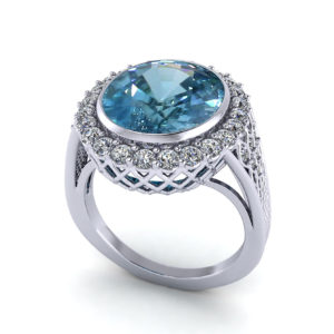 Filigree Blue Zircon Ring