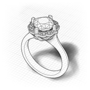 Chevron Halo Peridot Ring