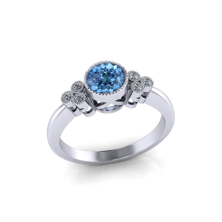 Diamond Aquamarine Bezel Ring - Jewelry Designs
