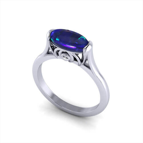 Unique Black Opal Ring