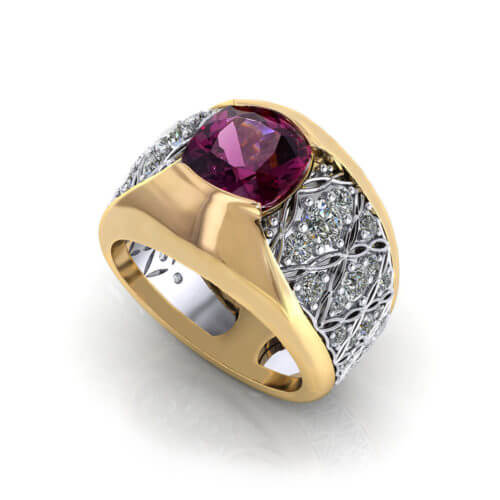 Rhodolite Garnet Dome Ring - Jewelry Designs