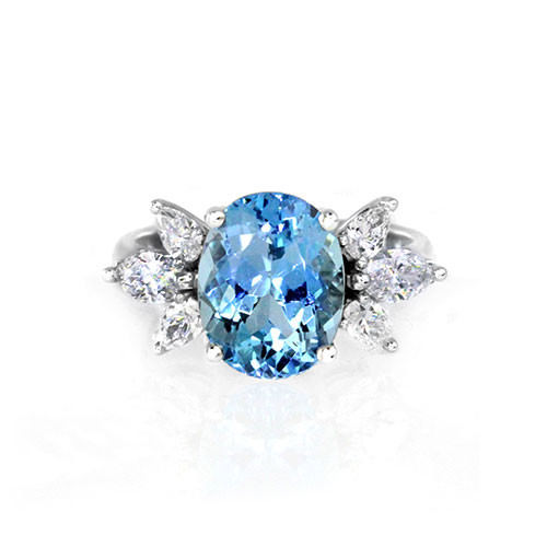 Aquamarine Diamond Cluster Ring - Jewelry Designs