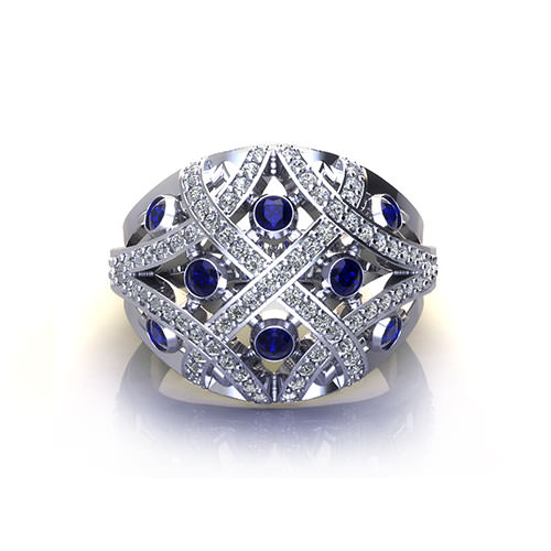 Domed Sapphire Fashion Ring - Jewelry Designs