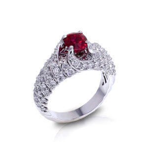 Spiraling Ruby Diamond Ring
