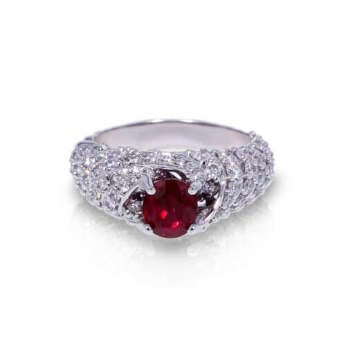 Spiraling Ruby Diamond Ring