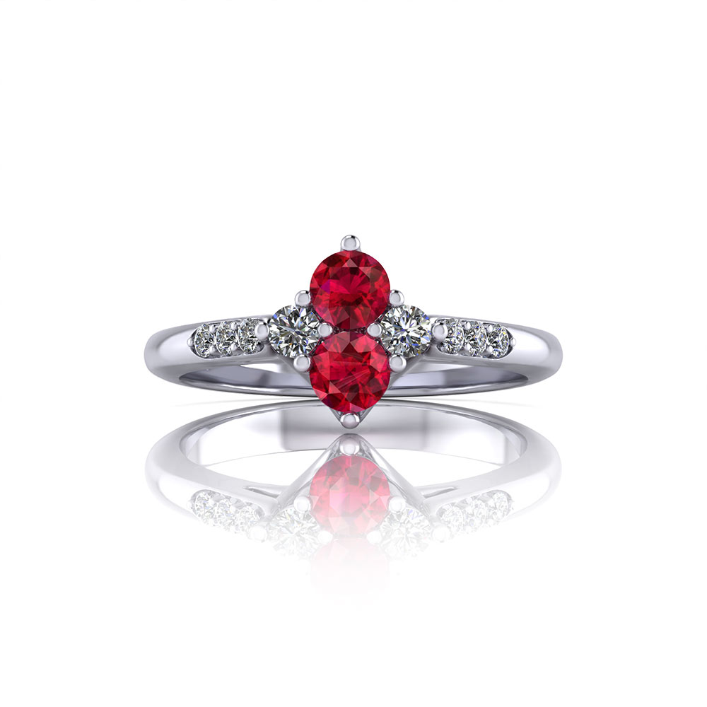 Ruby Diamond Cluster Ring - Jewelry Designs
