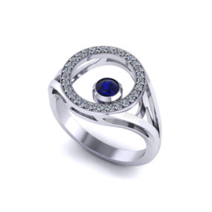 Diamond Circle Sapphire Ring