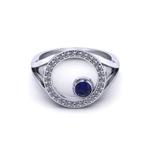 Diamond Circle Sapphire Ring
