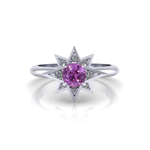 Pink Sapphire Star Ring